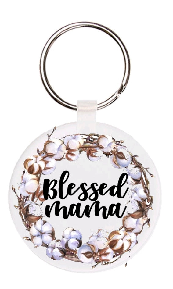 Blessed Mama Cotton Keychain